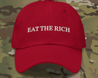 Chapéu Eat The Rich várias cores, chapéu bordado de pai punk político streetwear, várias cores, chapéu de protesto de meme político