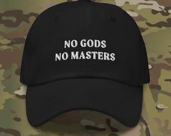Chapéu No Gods No Masters Várias cores, chapéu bordado político Punk dad, Punk Streetwear, Várias cores, chapéu punk rock anarquista