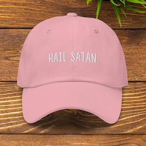 Hail Satan hat Multiple Colors, Embroidered dad hat, Halloween Goth streetwear, multiple colorways, I only listen to The Mountain Goats hat