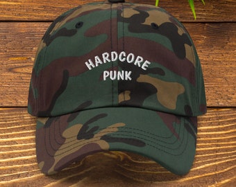 Hardcore Punk hat Multiple Colors, Embroidered Punk Rock dad hat, Hardcore Punk streetwear, Multiple colorways