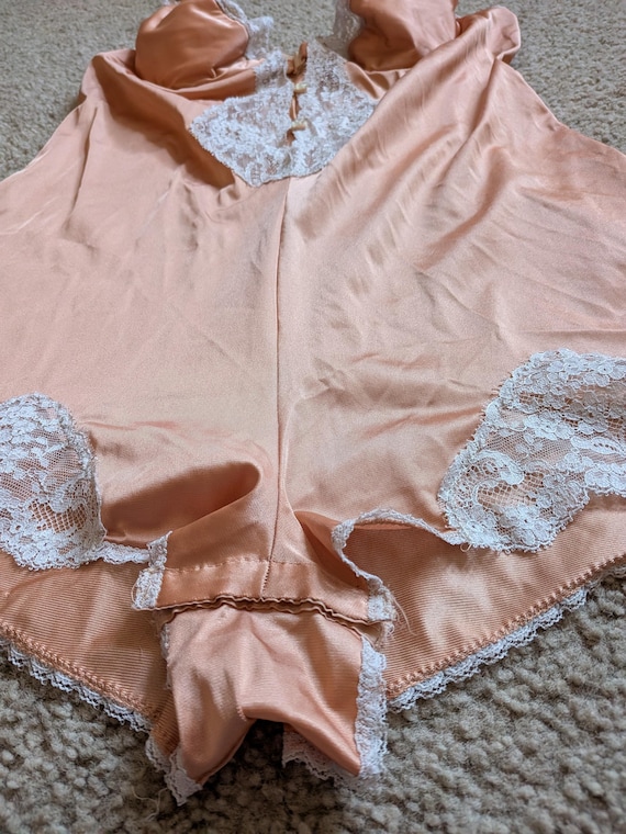 Vintage teddy lingerie, peach lingerie - image 8