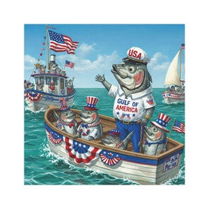 Grappige automagneet, USA Pride, patriottisch decor met Captain Sardine