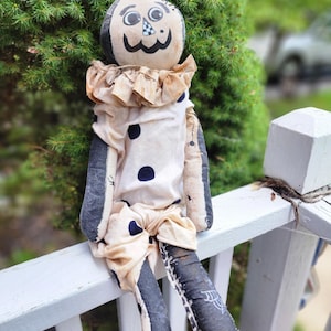 Folk Art Halloween Doll, Grungy Guy, Primitive Halloween Folk Art,