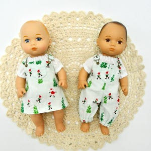2 Piece Christmas Overalls Set for 8" Baby Dolls