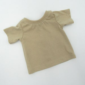 A basic beige unisex t-shirt on a white background.