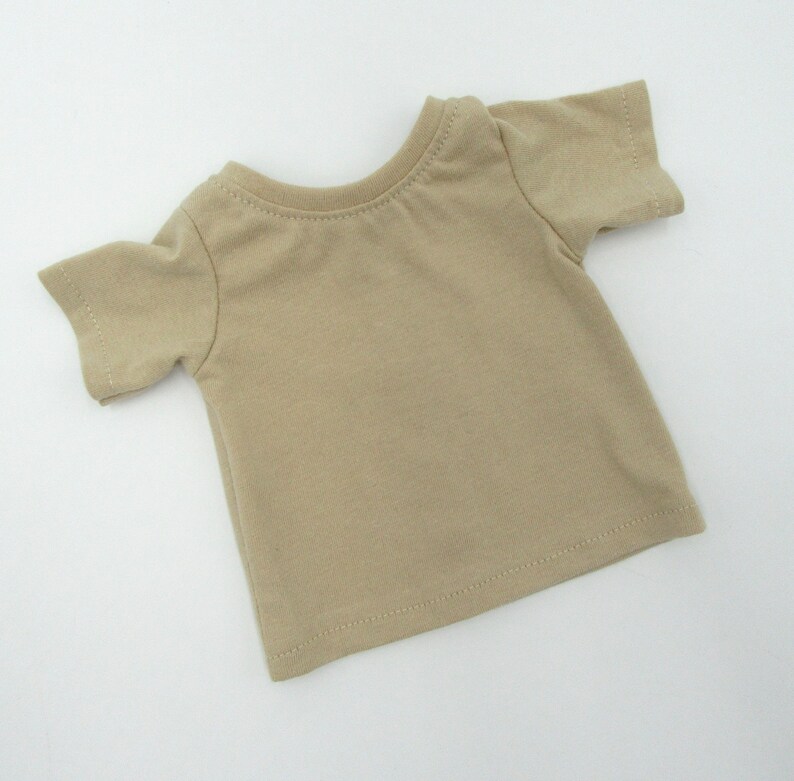 A basic beige unisex t-shirt on a white background.