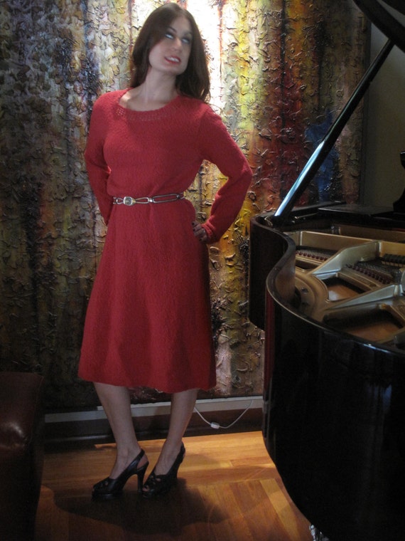 Red Wool Dress - image 2