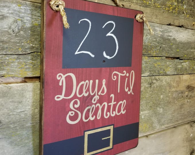 Chalkboard, Santa Christmas Countdown, Antiqued, Rustic, Christmas, Wooden Sign