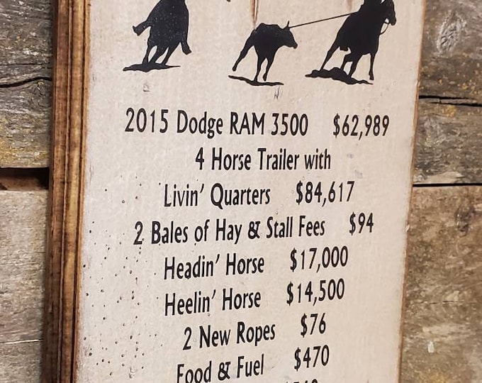 Team Ropers, Priceless, Humorous, Western, Antiqued, Wooden Sign