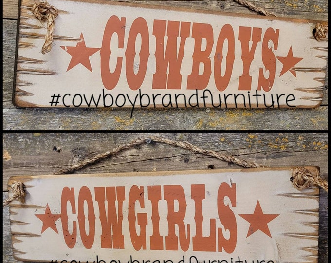 Cowboys-Cowgirls, Western, Bathroom, Wooden Signs