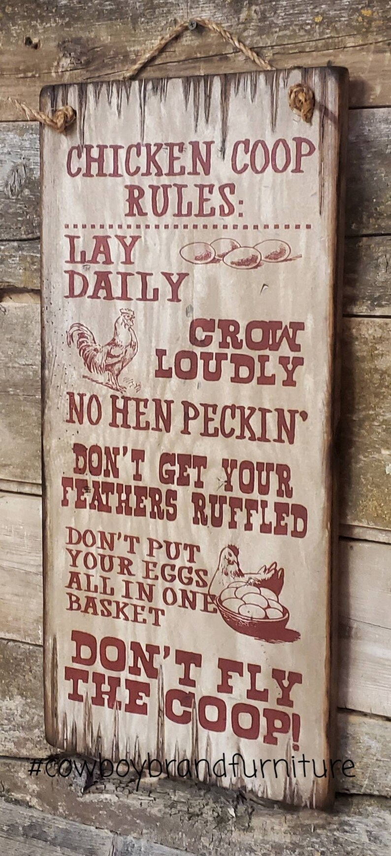 Chicken Coop Rules Western Antiqued Ranch Farm Rustic Etsy