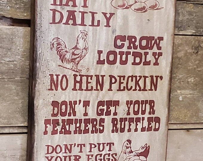 Chicken Coop Rules, Western, Antiqued, Ranch, Farm, Rustic, Wooden Sign