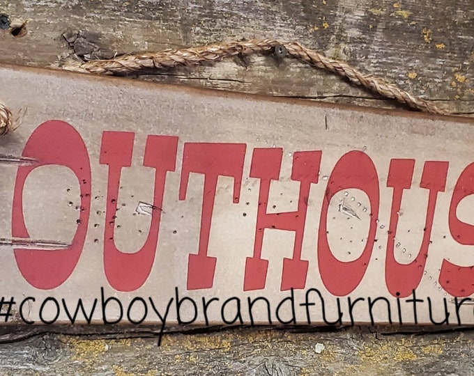 Outhouse, Antiqued, Wooden Sign