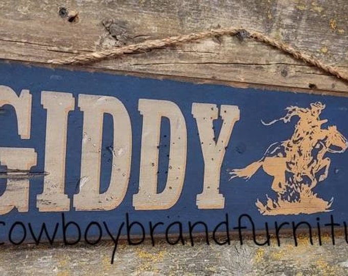 Giddy Up, Western, Rustic, Vintage, Antiqued, Wooden, Cowboy Sign