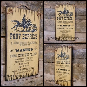 Pony Express, Western, Antiqued, Wooden Sign
