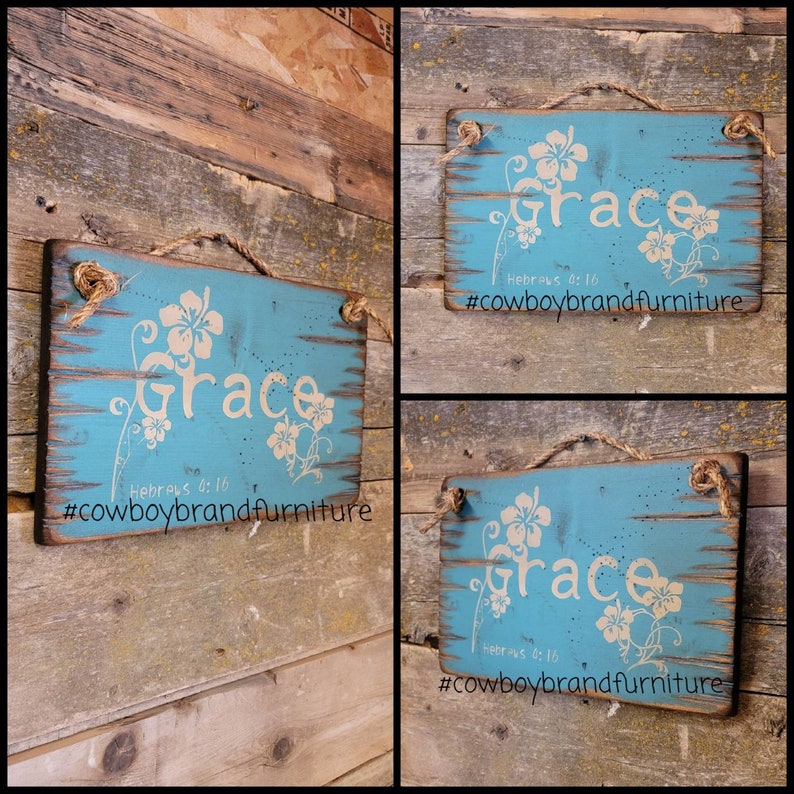 Grace hebrews 416 wooden antiqued bible verse sign etsy