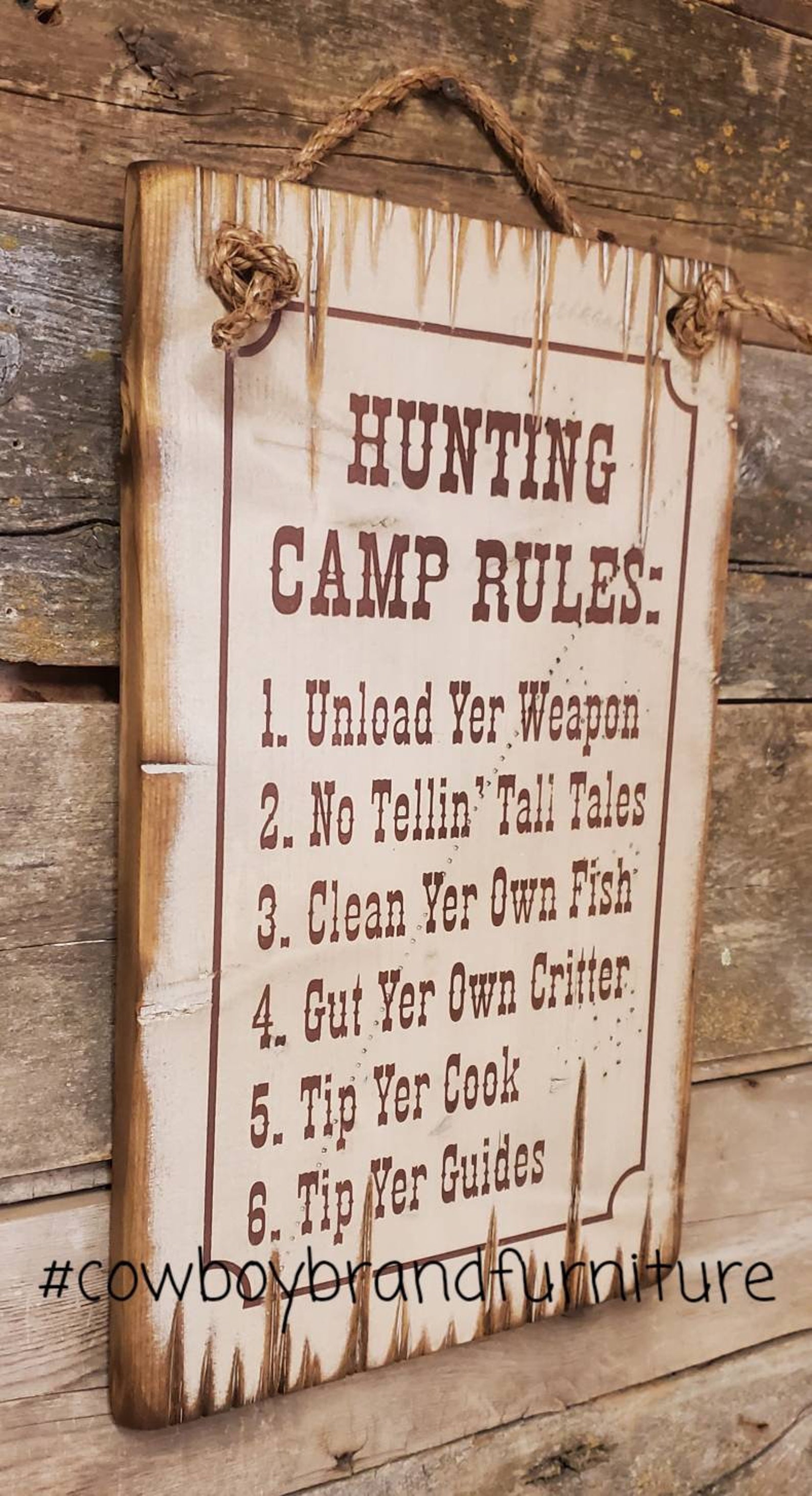 Hunting Camp Rules Humorous Antiqued Wooden Sign Etsy