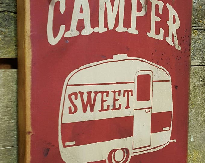 Camper Sweet Camper, Rustic, Antiqued, Western, Camping, Wooden Sign