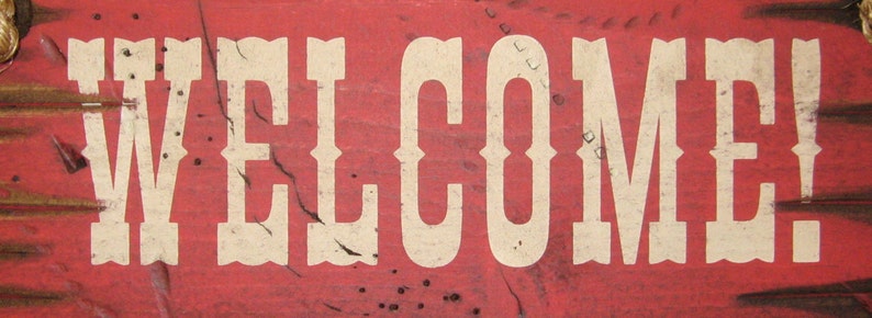 Welcome Western Antiqued Wooden Sign | Etsy