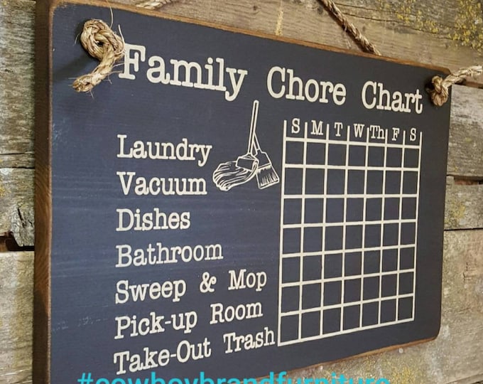 Chalkboard Family Chore Chart, Rustic, Western Antiqued, Chalkboard, Wooden Sign