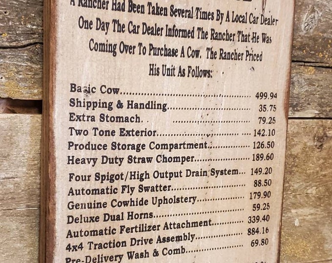 The Purchase, Humorous, Western, Antiqued, Wooden Sign