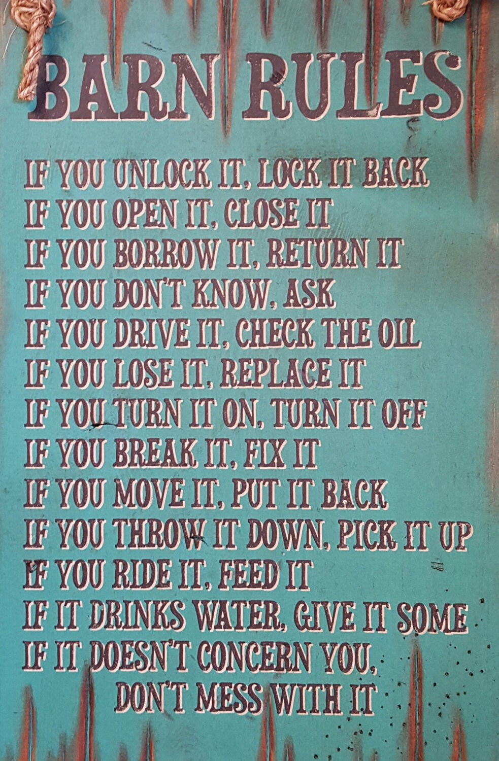 Barn Rules, Rustic, Western, Antiqued, Wooden Sign