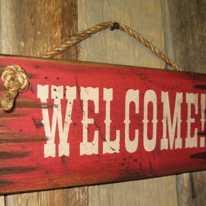 Welcome, Western, Antiqued, Wooden Sign