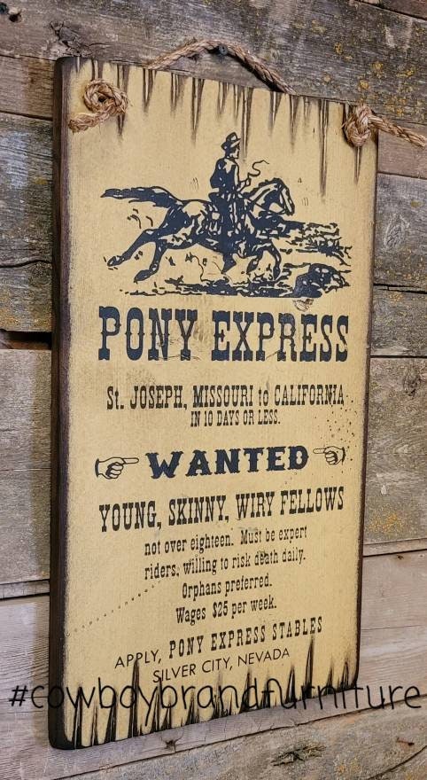 Pony Express, Western, Antiqued, Wooden Sign - Etsy Pony Express, Western, Antiqued, Wooden Sign - Etsy