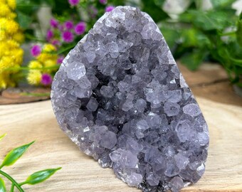 Grey-Black Amethyst Free-standing Crystal Cluster Geode