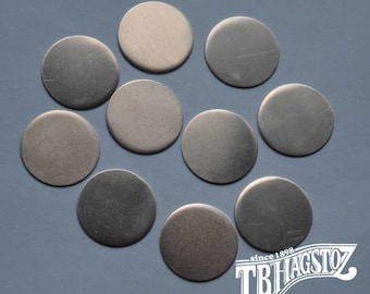 16 gauge Assorted diameters  x 1/2, 5/8, 3/4, 7/8, & 1 inch Nickel Silver Disc 50 pieces