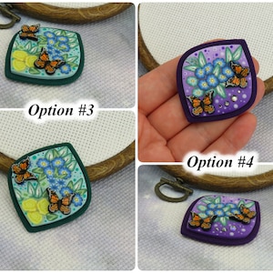 Floral needle minder with Monarch Butterfly / Garden Magnetic Needle Nanny / Needle Holder for Cross Stitch and Embroidery/ image 3