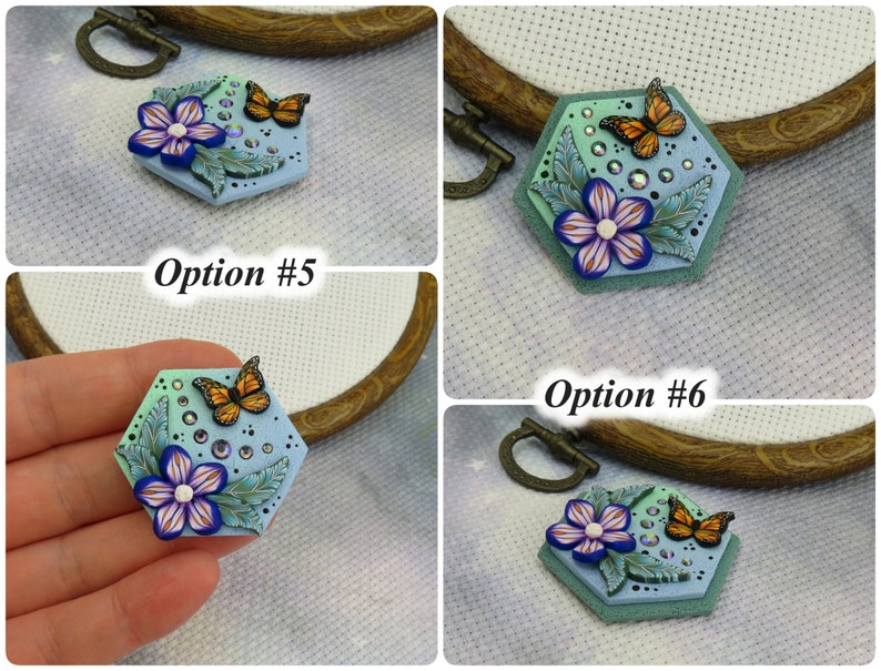 Floral needle minder with Monarch Butterfly / Garden Magnetic Needle Nanny / Needle Holder for Cross Stitch and Embroidery/ image 4