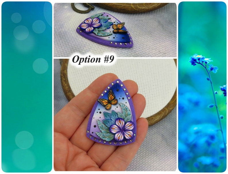 Floral needle minder with Monarch Butterfly / Garden Magnetic Needle Nanny / Needle Holder for Cross Stitch and Embroidery/ image 6