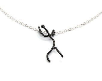 The Ultimate Climber Sterling Silver Statement Pendant Sterling Silver Neclaces Chain Black Oxidized Metal Sculpted Figure Gift Art For Her