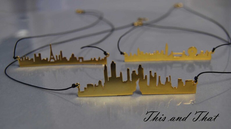 When in Paris Minimal Statement Necklace Paris Skyline Handcrafted Main Landmarks Eiffel Tower Love City of Light Romantic Gift for Her image 5