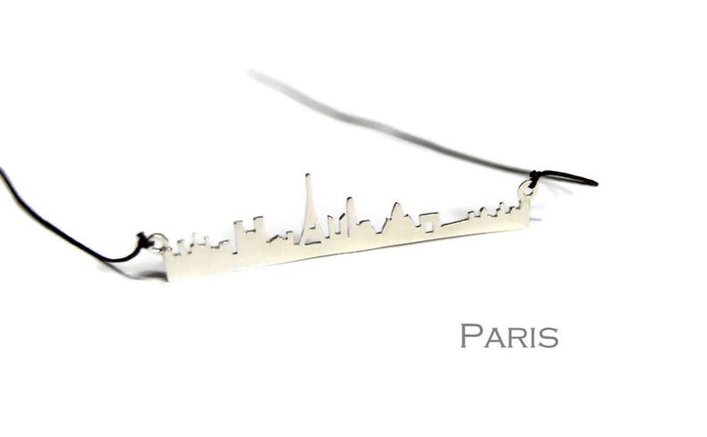 When in Paris Minimal Statement Necklace Paris Skyline Handcrafted Main Landmarks Eiffel Tower Love City of Light Romantic Gift for Her image 3