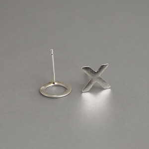 Hug Kisses xoxo studs mismatched earrings x o letters modern everyday accessories fresh sterling silver jewelry love affection gift for her image 2