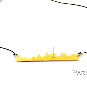 When in Paris Minimal Statement Necklace Paris Skyline Handcrafted Main Landmarks Eiffel Tower Love City of Light Romantic Gift for Her image 2