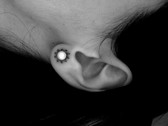 Bate de plata esterlina diseño Stud Pendientes Estilo oxidado Detalle-Post