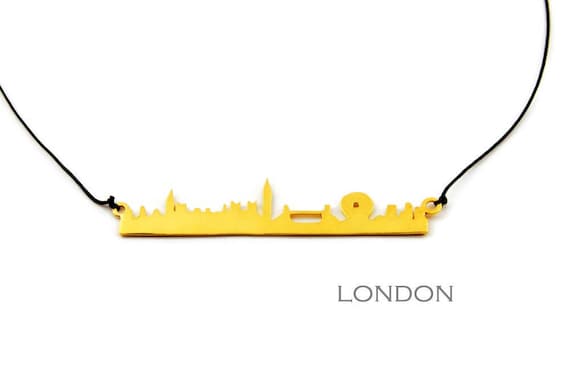 London Baby Minimal Necklace Sterling Silver Hand Sawn London City Skyline Modern Interpretation of the view Metropolis Architecture Theme