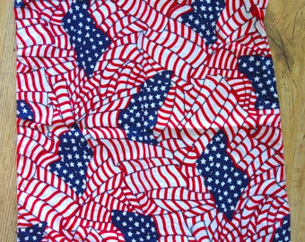 Abstract American flag cotton scarf, stars and stripes, very patriotic, 22in square