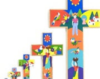 Colourful Fair trade Wooden Cross Free UK delivery
