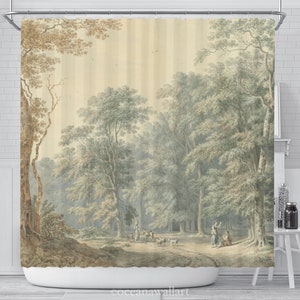 Vintage Shower Curtain, Landscape Shower curtain, autumn Shower curtain, Romantic Shower, autumn curtain, Bathroom Decor