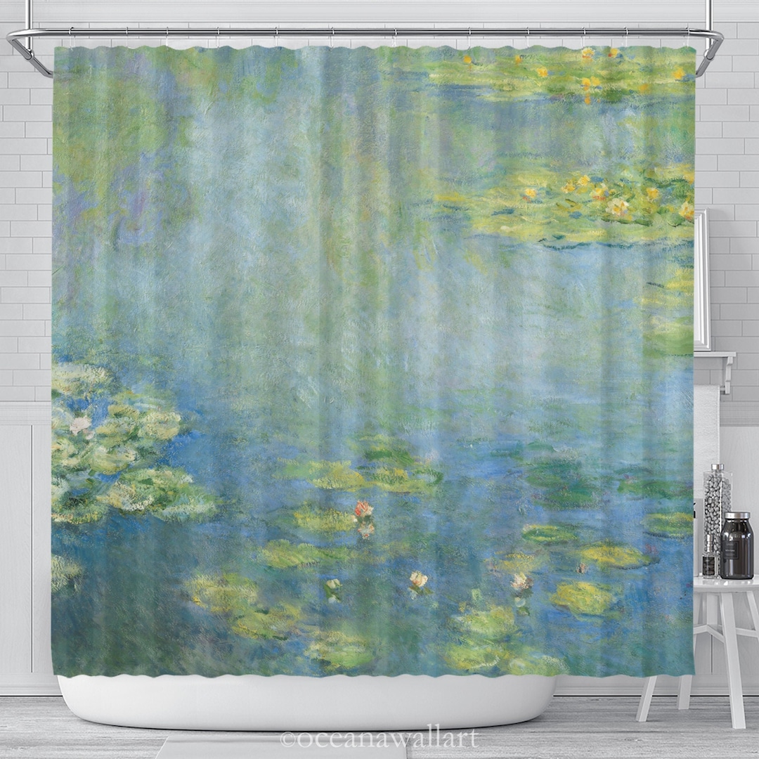 Painting Shower Curtain. Artwork for Shower. Water Lilies of the