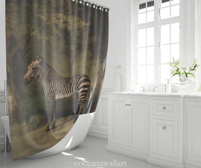 Zebra Shower Curtain. Vintage Art Decoration for Your Etsy
