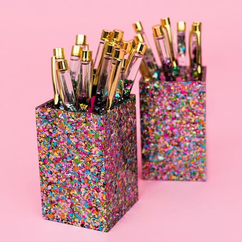 Confetti Acrylic Business Card Holder for Desk Cute Desk Etsy