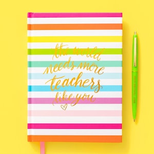 Rainbow Stripe Teacher Notebook Teacher Appreciation Gift Best Teacher Ever Notebook Sunday School Teacher Gift image 1