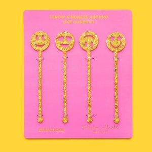 Smiley Stir Sticks - Drink stirrers housewarming gift bar cart accessory gift for mom