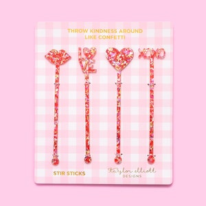 Love Stir Sticks - Drink Stirrers Bar Cart Accessories Valentine's Day Decor