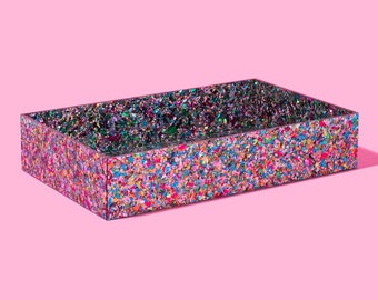 Colorful Confetti Tray MD - Powder Room Decor Bar Cart Accessories Tray for Coffee Table